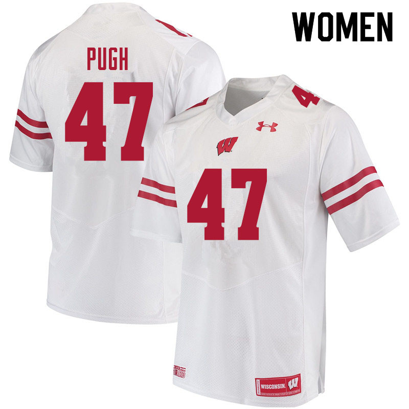 Women #47 Jack Pugh Wisconsin Badgers College Football Jerseys Sale-White - Click Image to Close